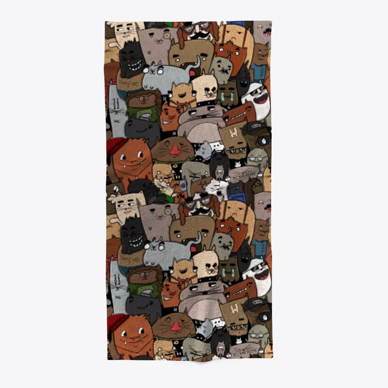 Cat Doodle Pillow and Blanket