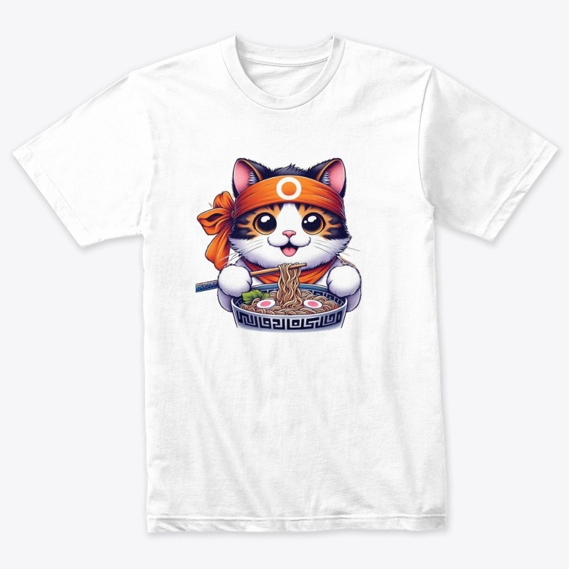 Japanese Cat Enjoying Ramen