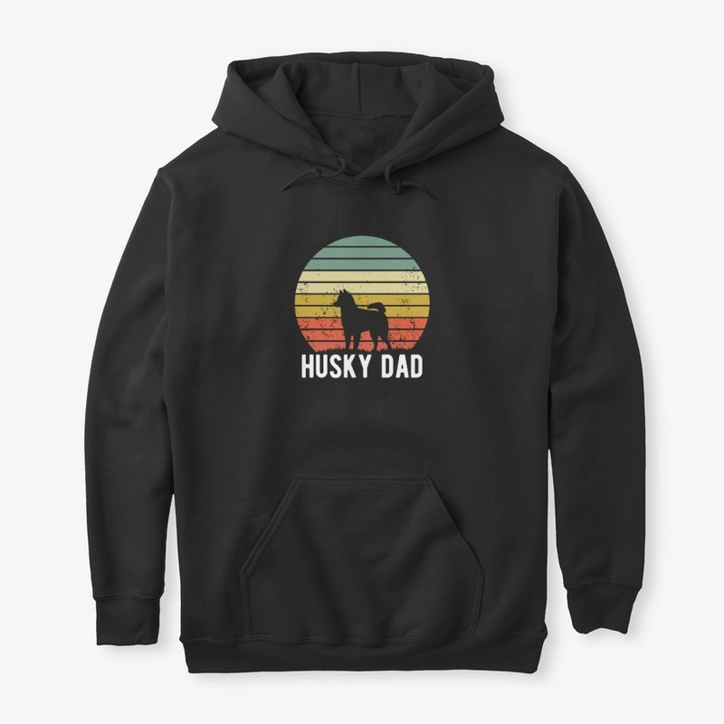 Husky Dad Retro Sunset Dog Lover