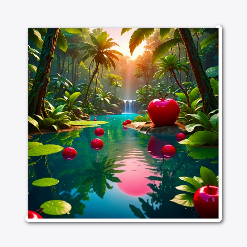 "Tropical Paradise with Pink Apples"