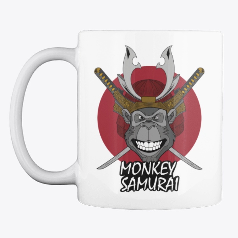 Monkey Samurai Red Background