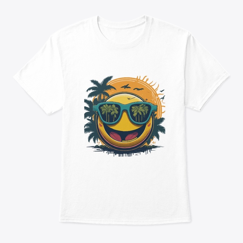 emoji with sunglass and tree design 