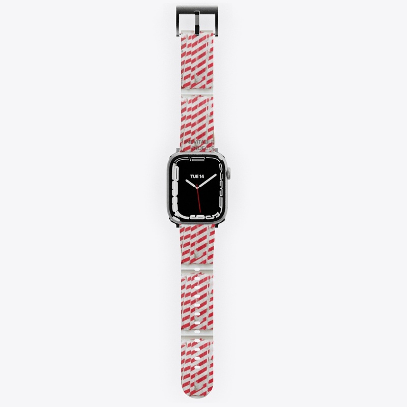 Veil/Red Stripes Apple Watch Band Silver