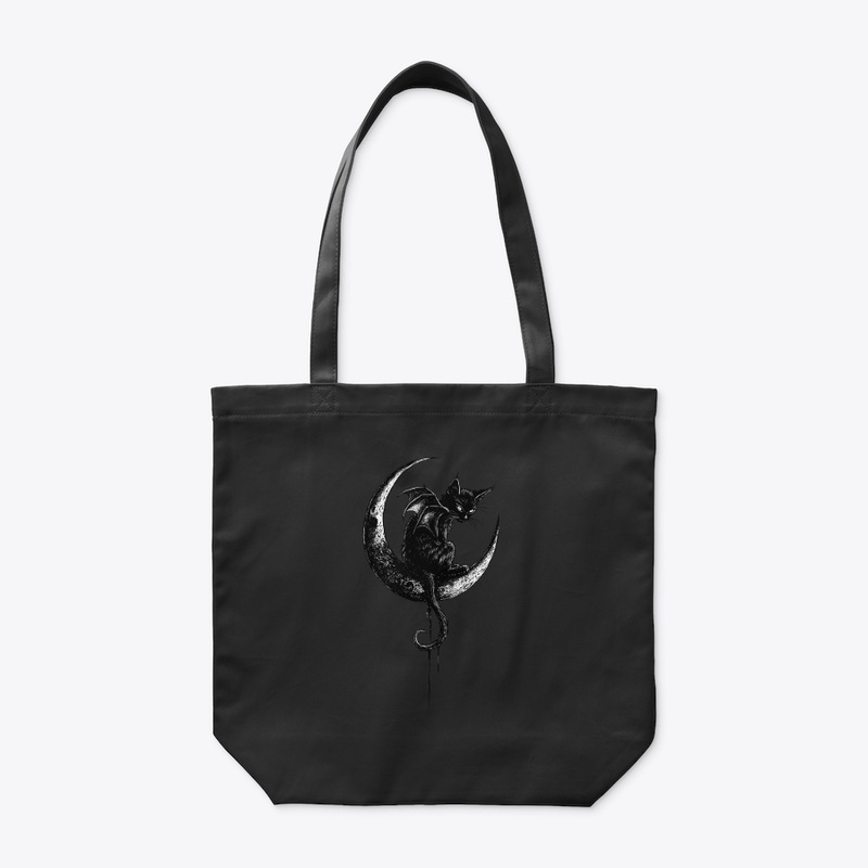  Gothic Black Cat Bat Wings Crescent