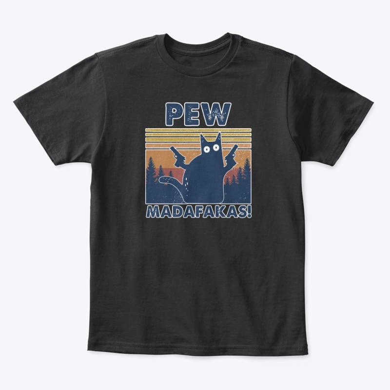 Cat Pew Pew Madafakas Vintage Crazy Cat 