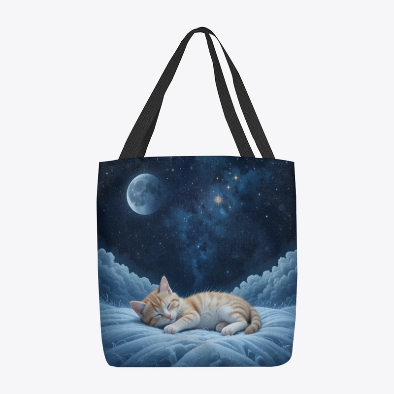 Baby cat sleeping under the night sky