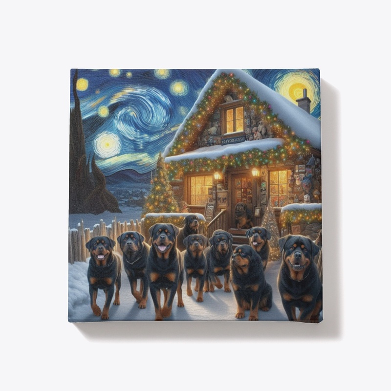 Rottweiler into Christmas Staring Night