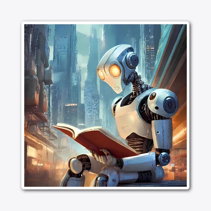 A robot reading 