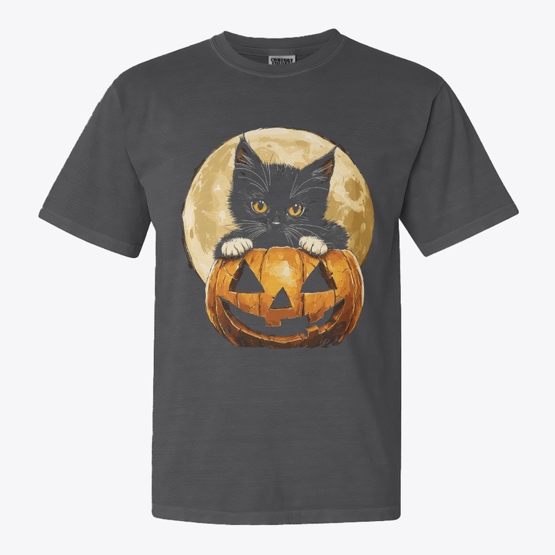 Black Cat-Pumpkin Halloween Shirt