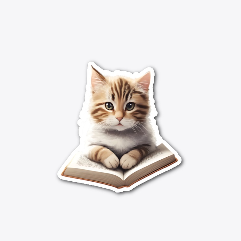 A cat cozily nestled in a reading book