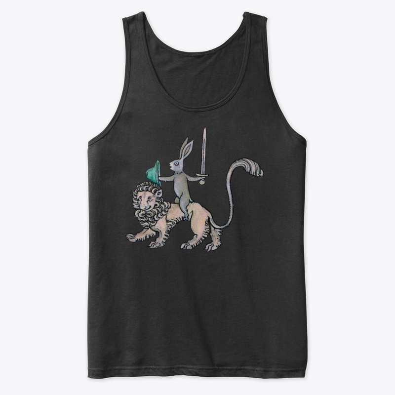 Medieval rabbit rides a lion