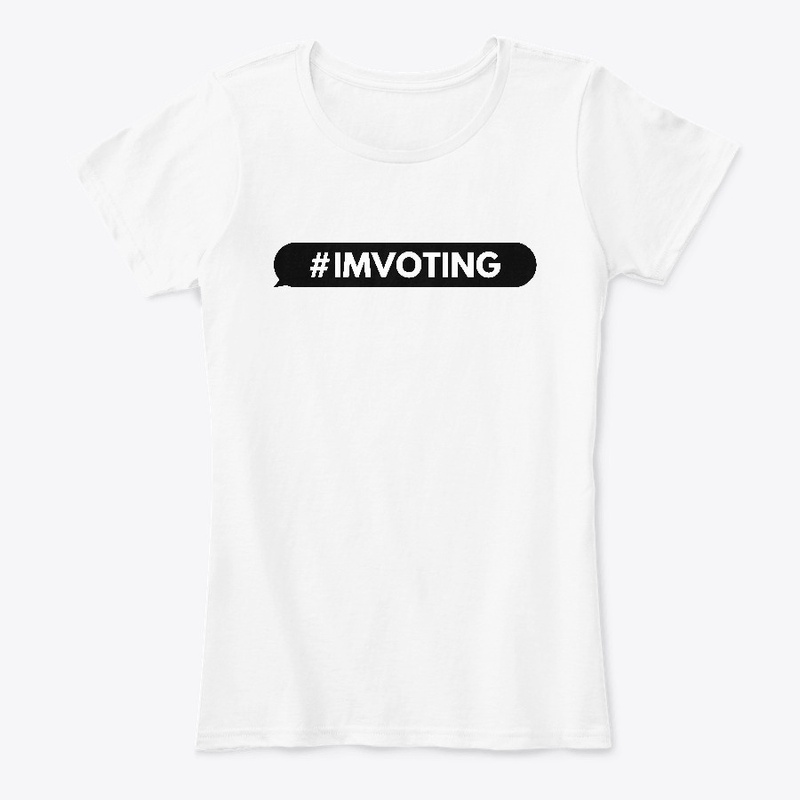 #IMVOTING, black bubble, white text