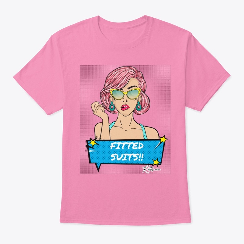 Lip Biting Pink Pop Art Fitted Suits