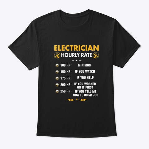 Funny Electrician 8 N46v Black T-Shirt Front