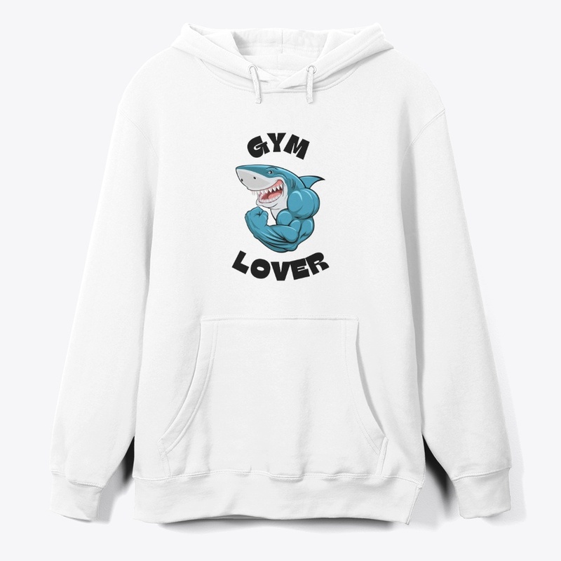 Blue Illustrated Shark Gym Lover T-Shirt