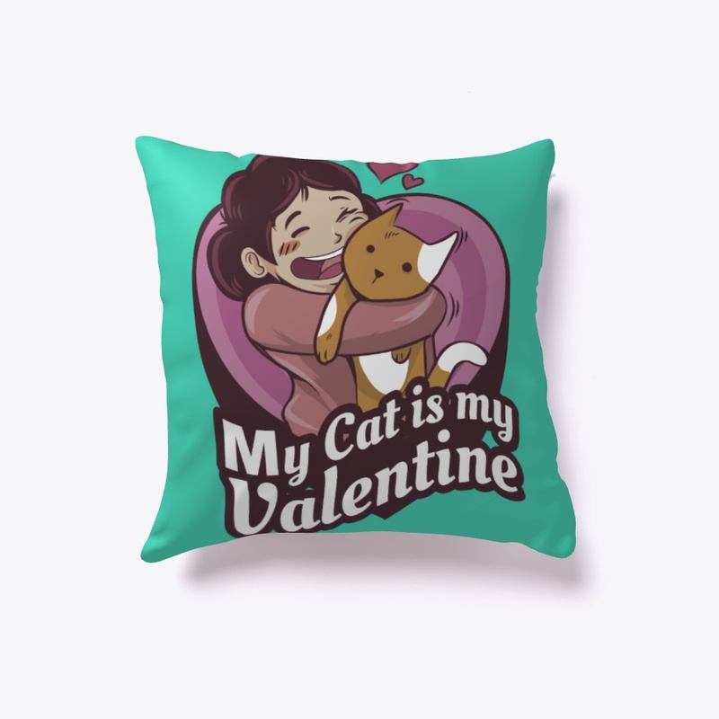 My Cat is my Valentine Pillow Design