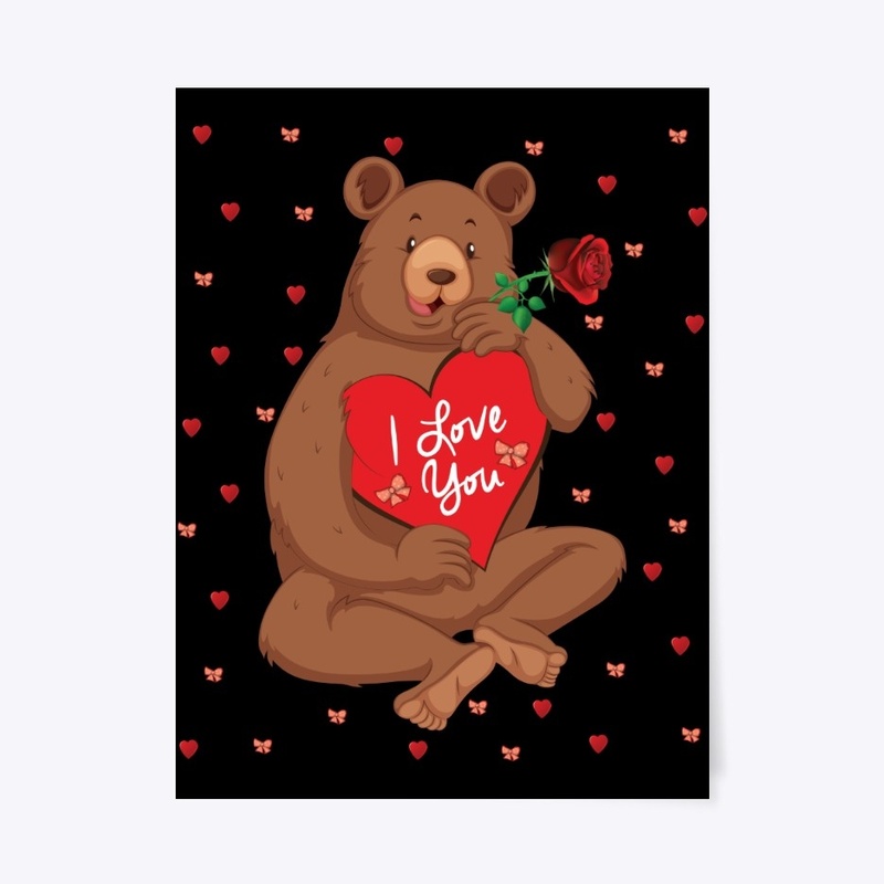 Happy Cute Brown Bear Valentine Gift