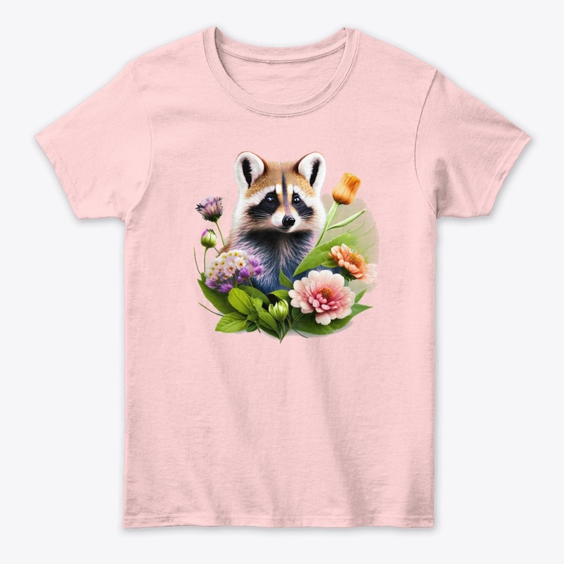 Super Cute Raccoon Flower T shirt
