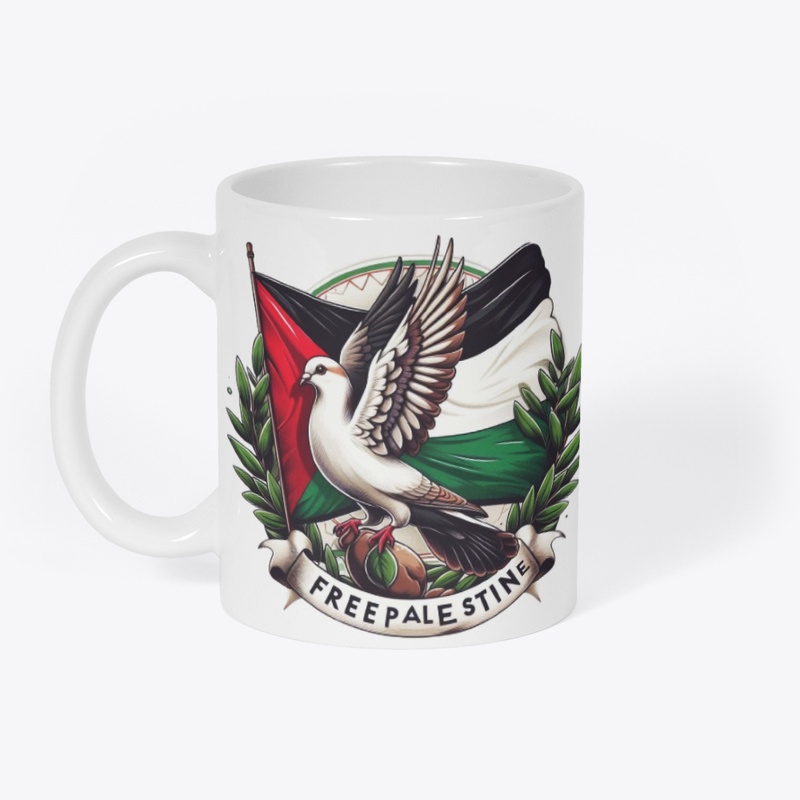 Pigeon olive branch free Palestine Flag