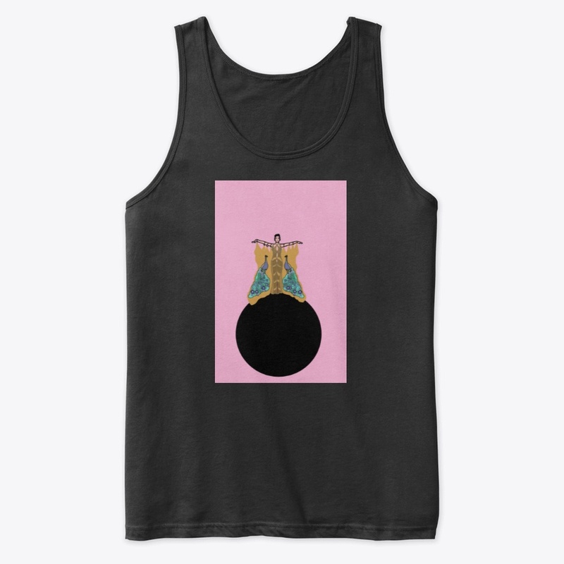 Art Deco Peacock Lady  on Pink