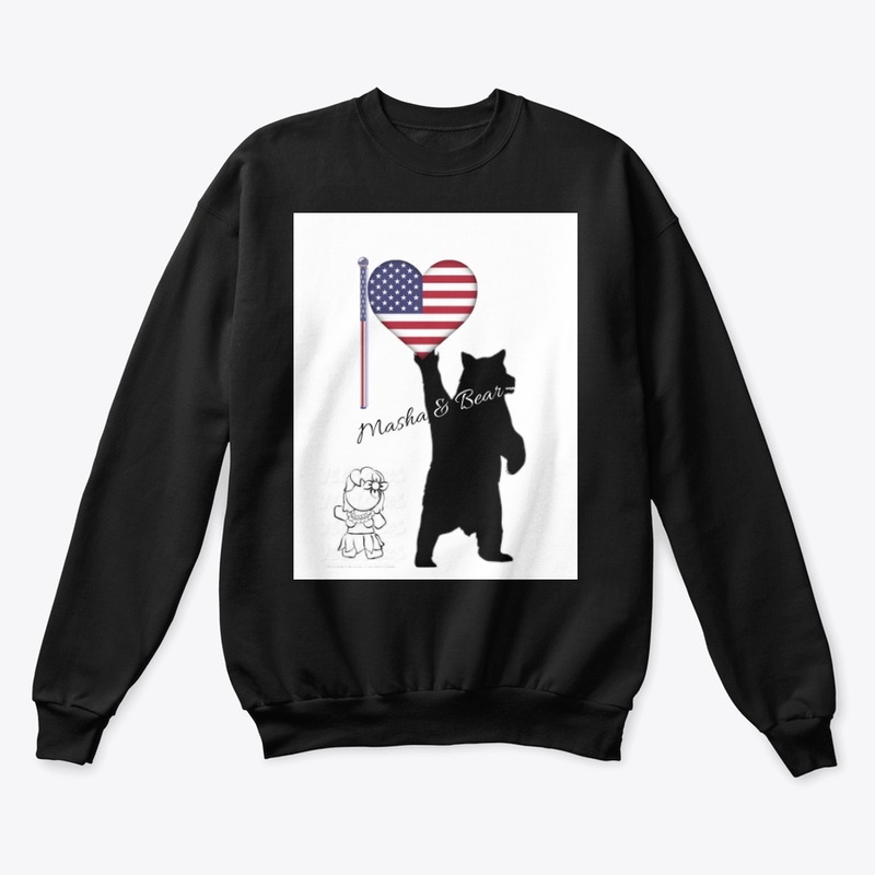 Masha & Bear 4th July American flag Tee