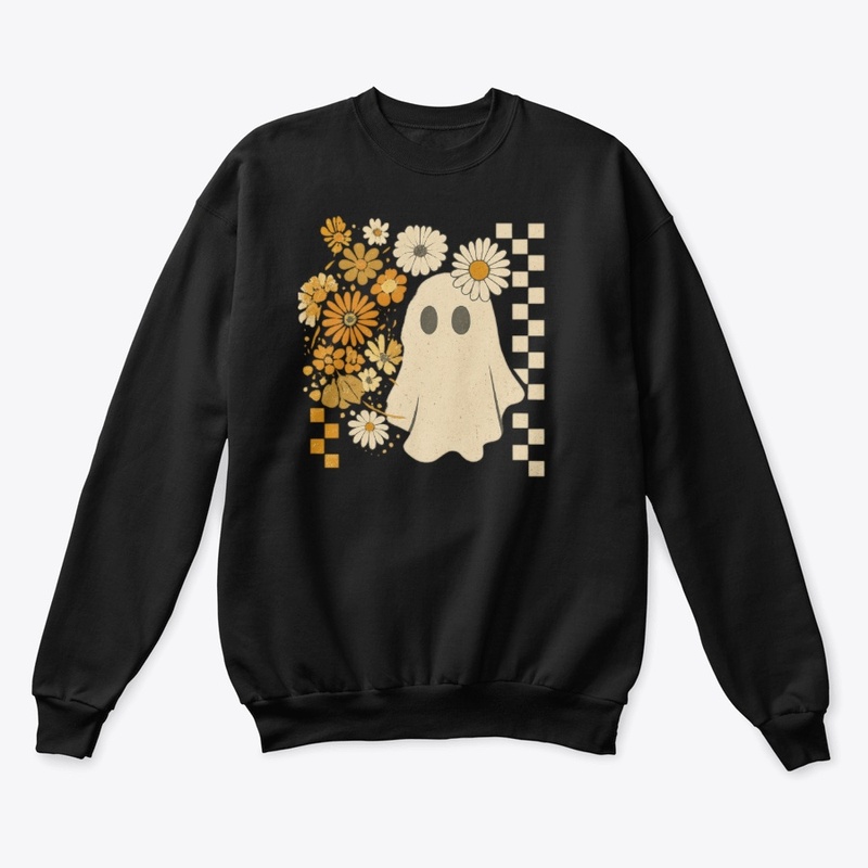 Retro Ghost & Floral Checkered