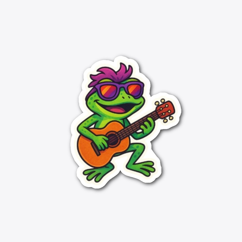 Funky Guitar Frog – Colorful Music Vibes