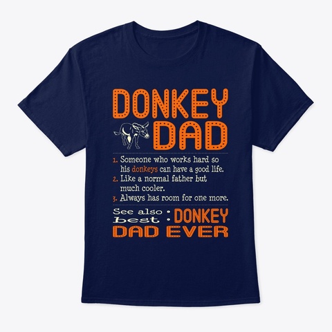 Donkey Dad Like Normal Father Navy T-Shirt Front