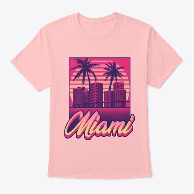 Downtown Miami City Skyline Retro Sunset