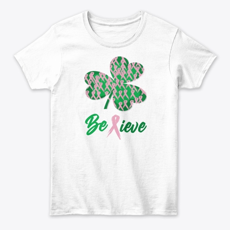 Cancer Awareness Green Clover Believe