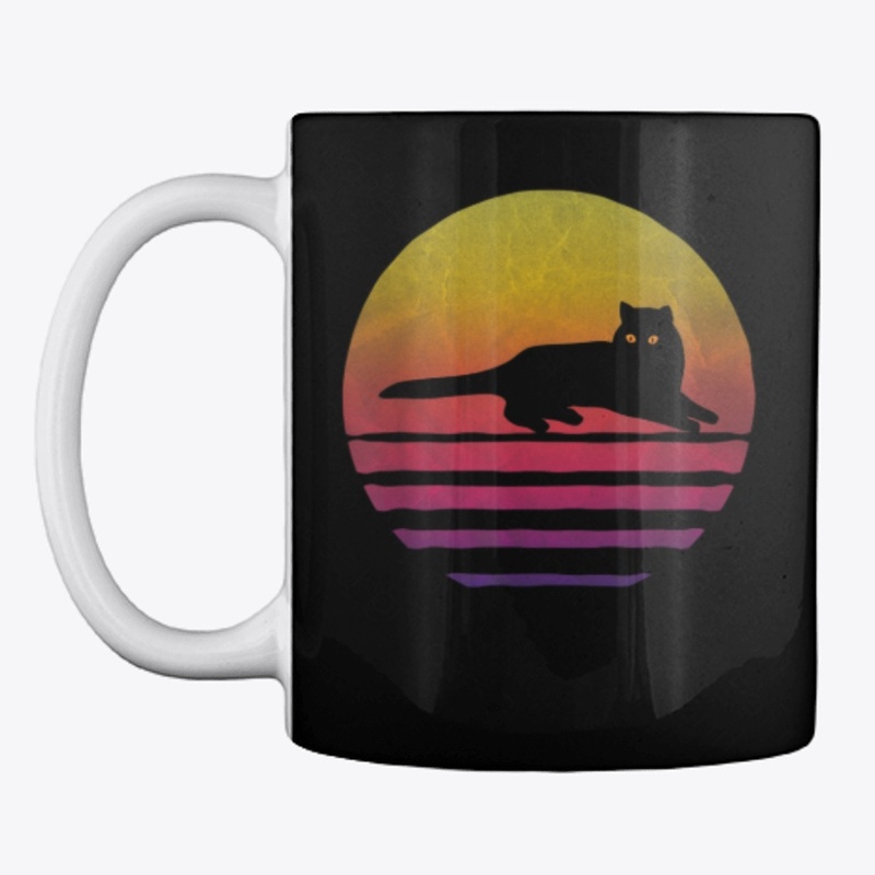Retro Vintage Sunset cat Kitten Lover