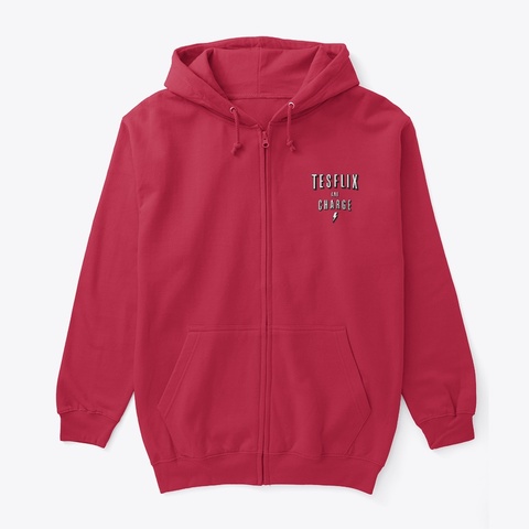 Tesflix And Charge Deep Red T-Shirt Front