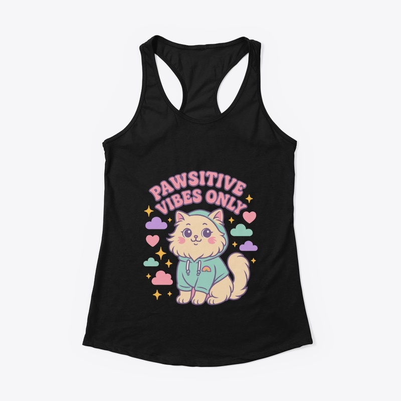 Pawsitive Vibes Only – Purple Cat Tee