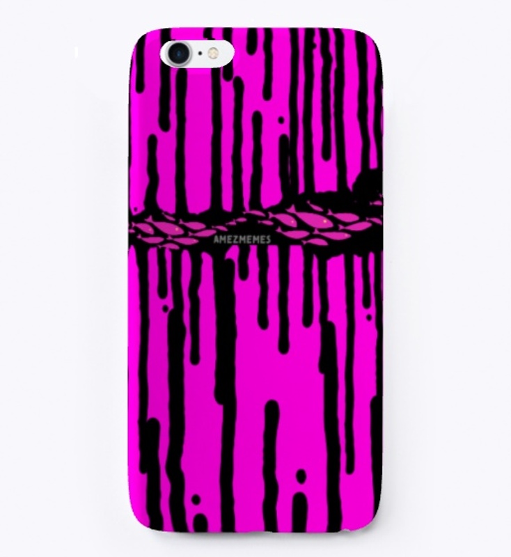 Hot Pink Paint dripping with fish