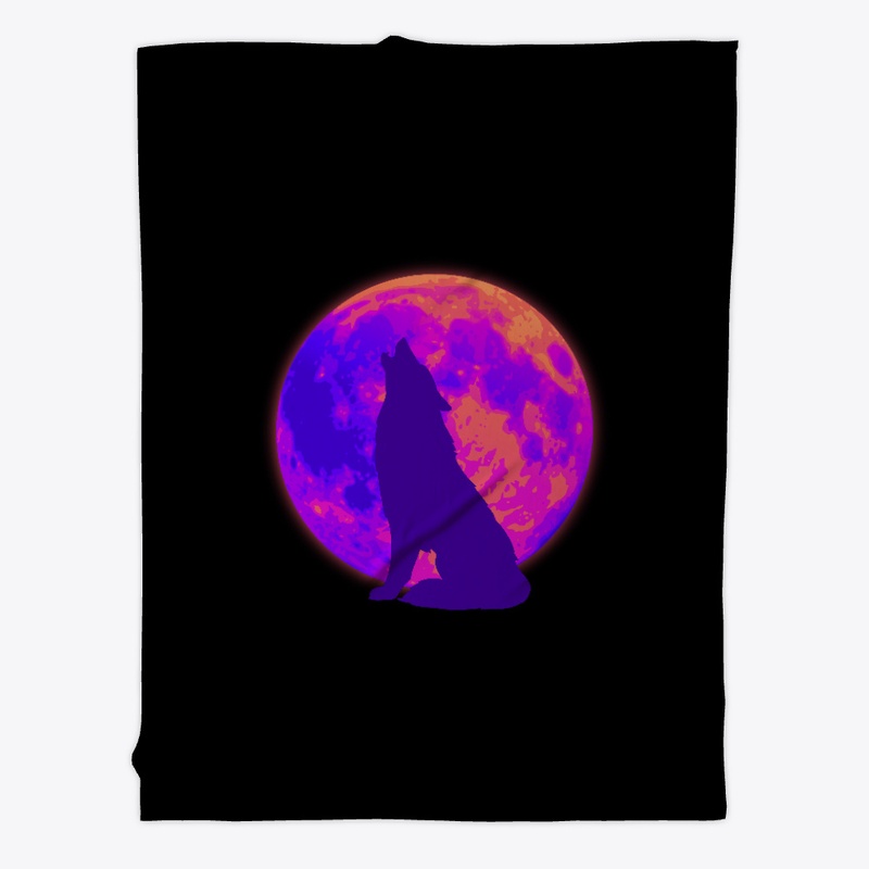 Howling Wolf Crimson Color Moon Design