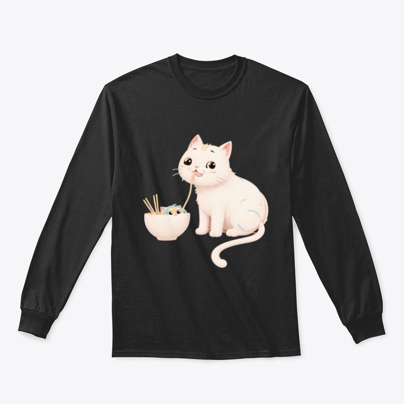 Cute Cat Eating Ramen