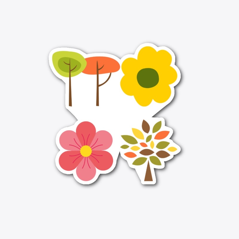 Colorful flowers and trees