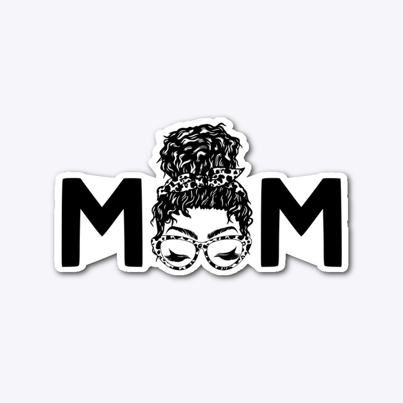 Mom curly hair messy bun cat eye glasses