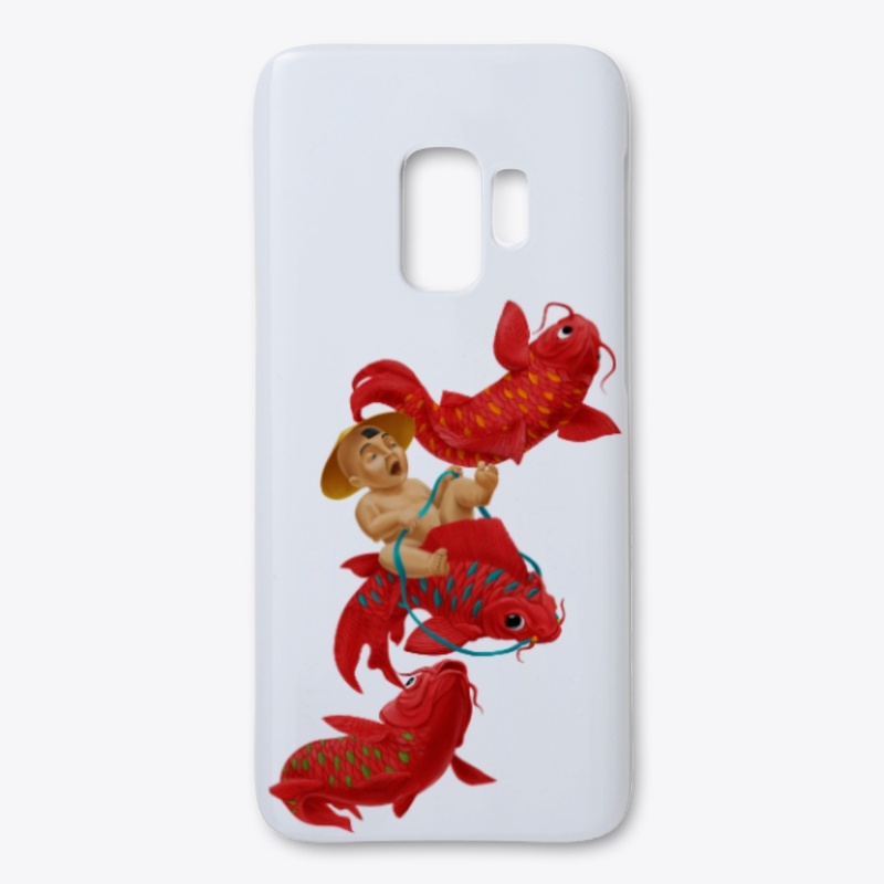 Chinese boy riding a fish