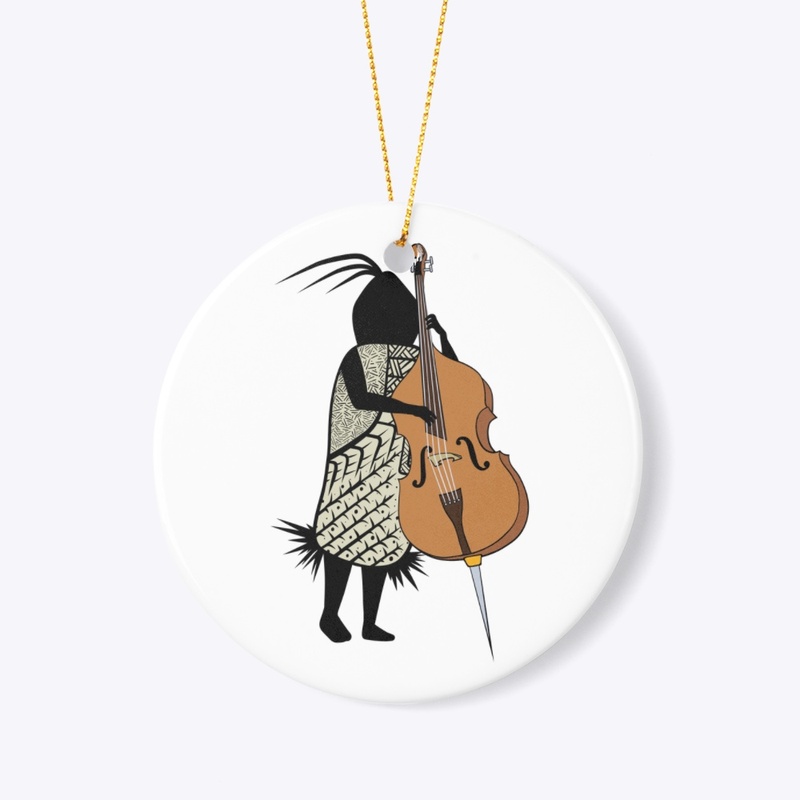 Musician Cave Person Plays Contrabass
