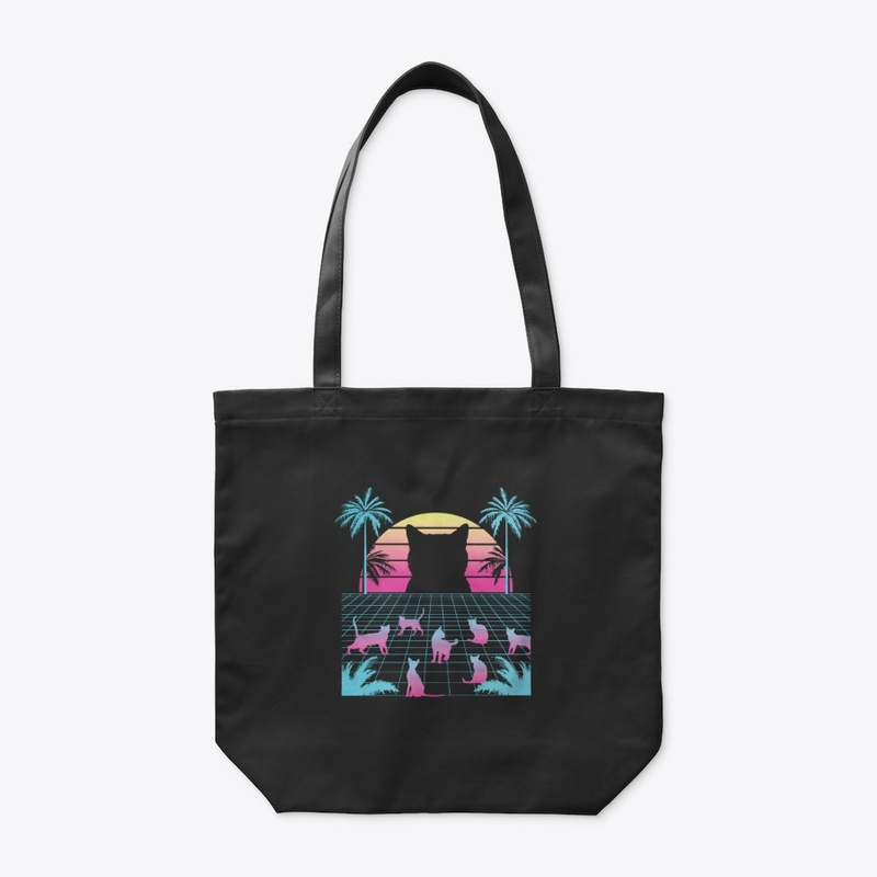 Retro Vaporwave, Cats in Sunset Paradise