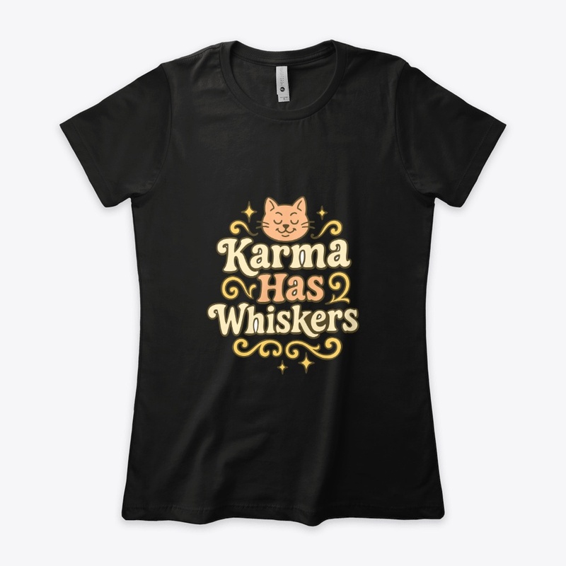 Karma Has Whiskers Retro Cat Tee Gift