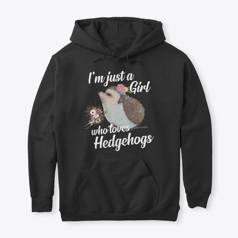 Girl Loves Hedgehogs Watercolor Style