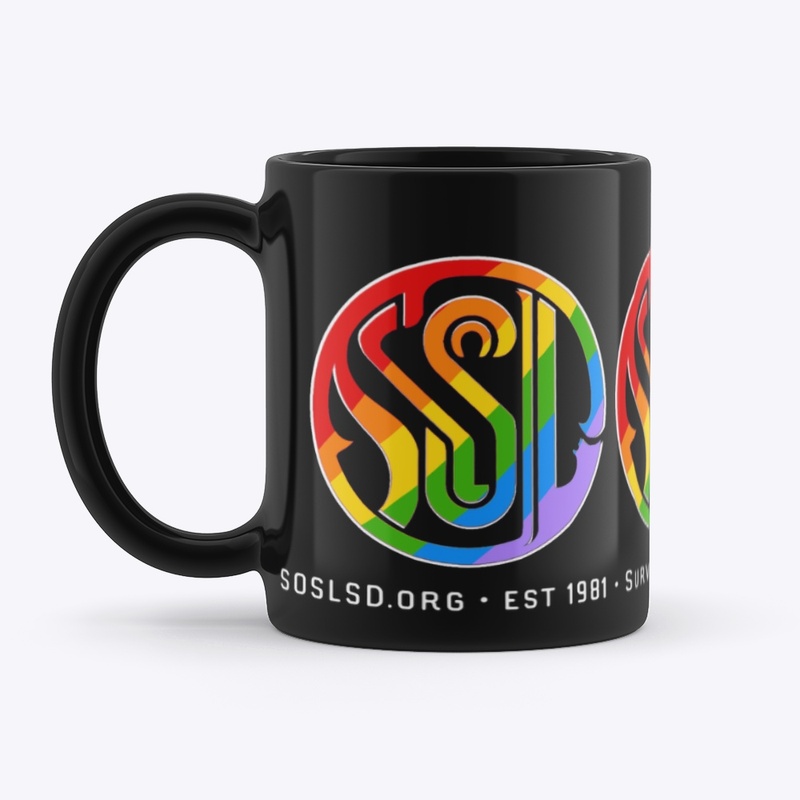 Triple Abstract Rainbow Black Mug