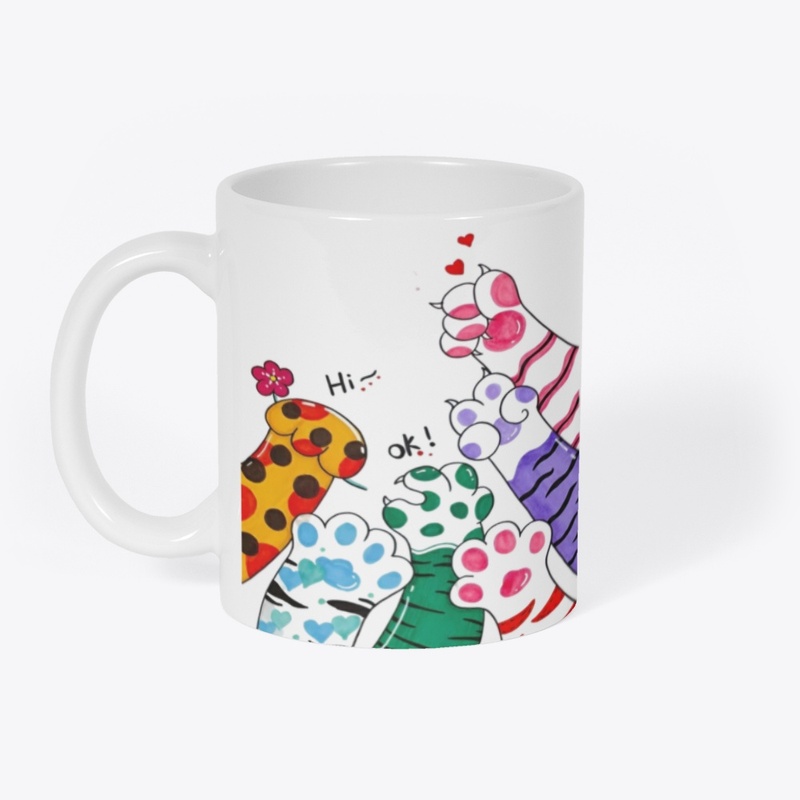 Playful Cat Paws "Hi, OK!" Tee