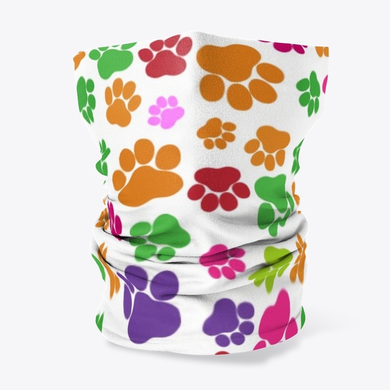Colorful Dog Paws Neck Gaiter