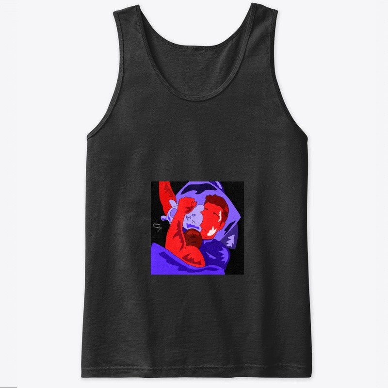 red and blue collection piece