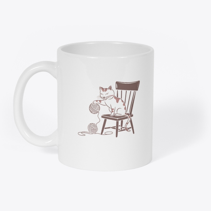 Cute Cat Playing with Yarn