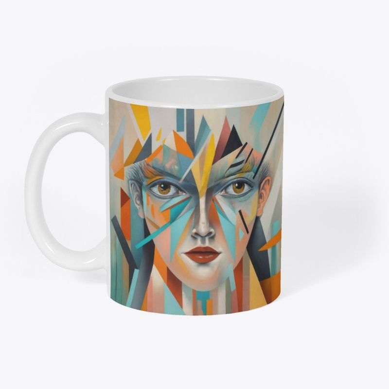 Woman Face, color painting of geometric