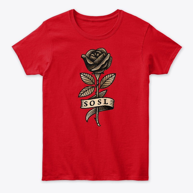 Single Rose womens tee in sepia